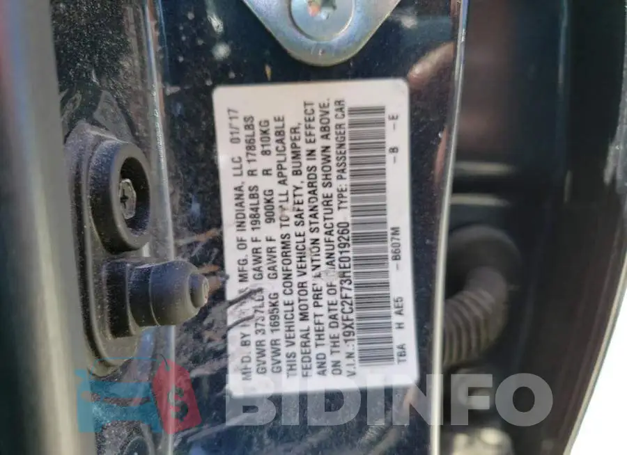19XFC2F73HE019260 Photo# 12