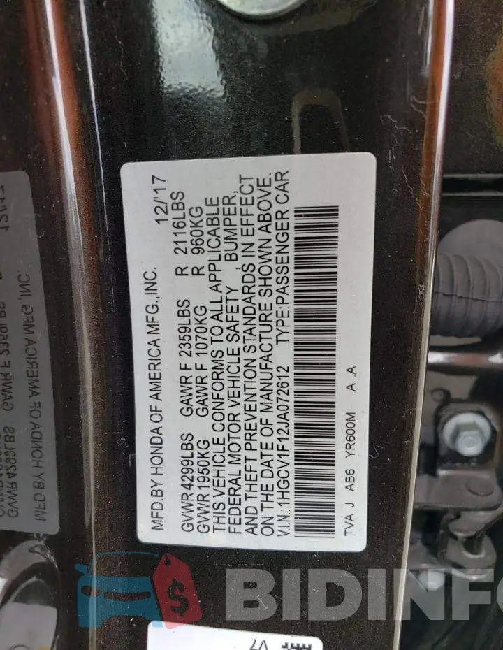 1HGCV1F12JA072612 Photo# 12