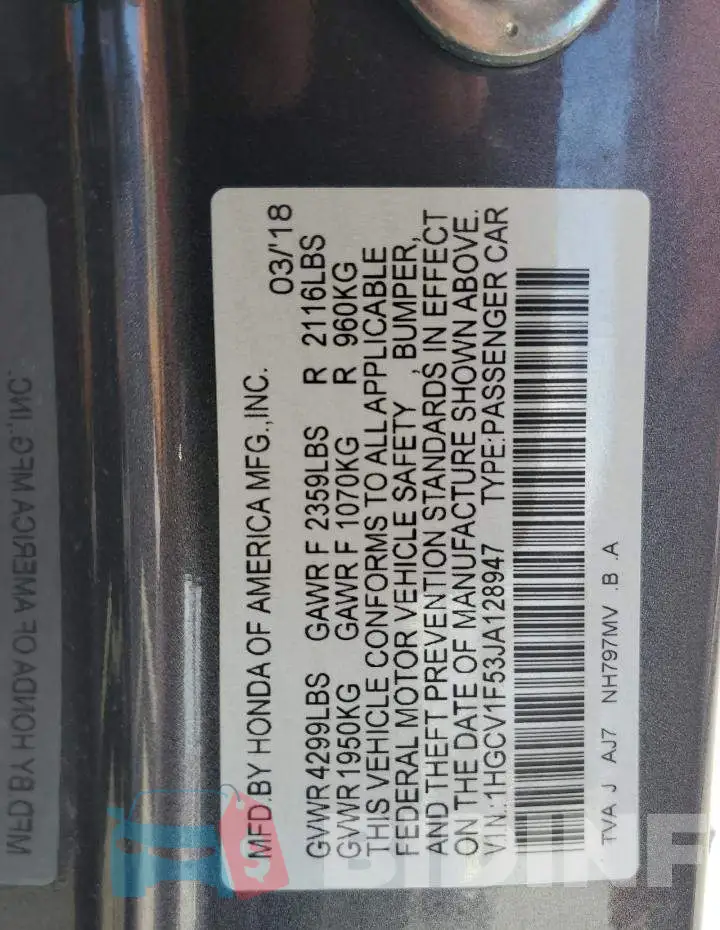 1HGCV1F53JA128947 Photo# 12