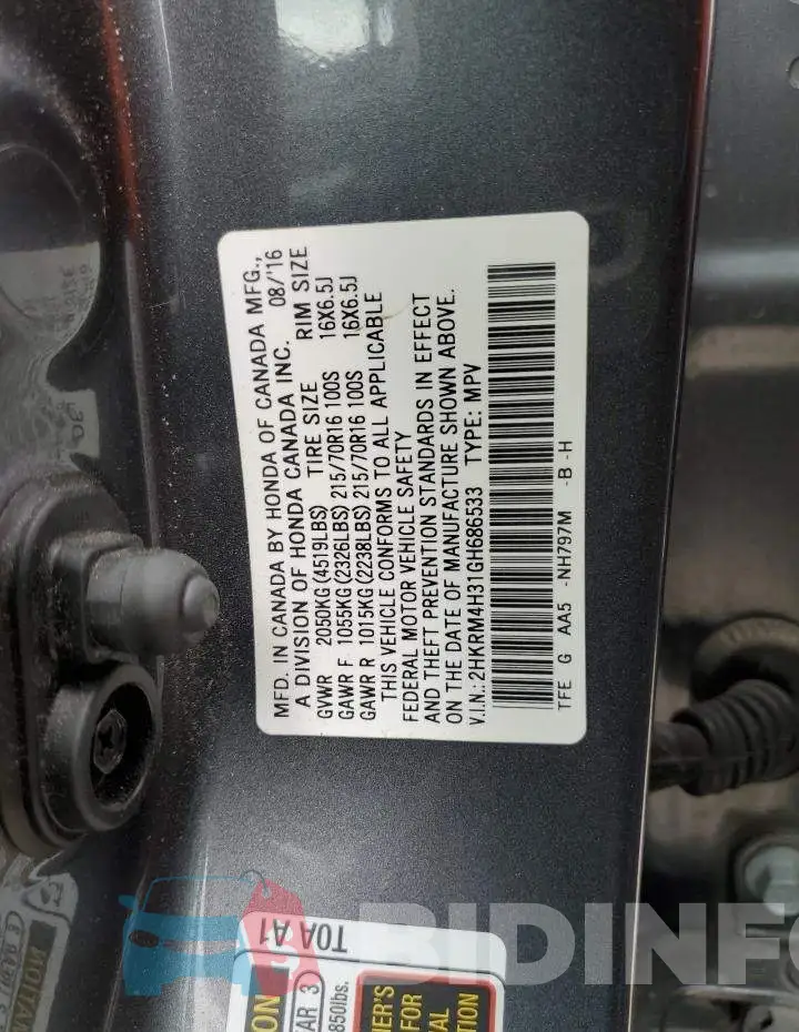 2HKRM4H31GH686533 Photo# 13