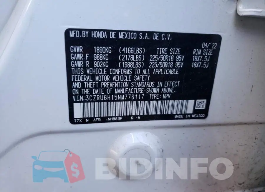 3CZRU6H15NM776117 Photo# 13