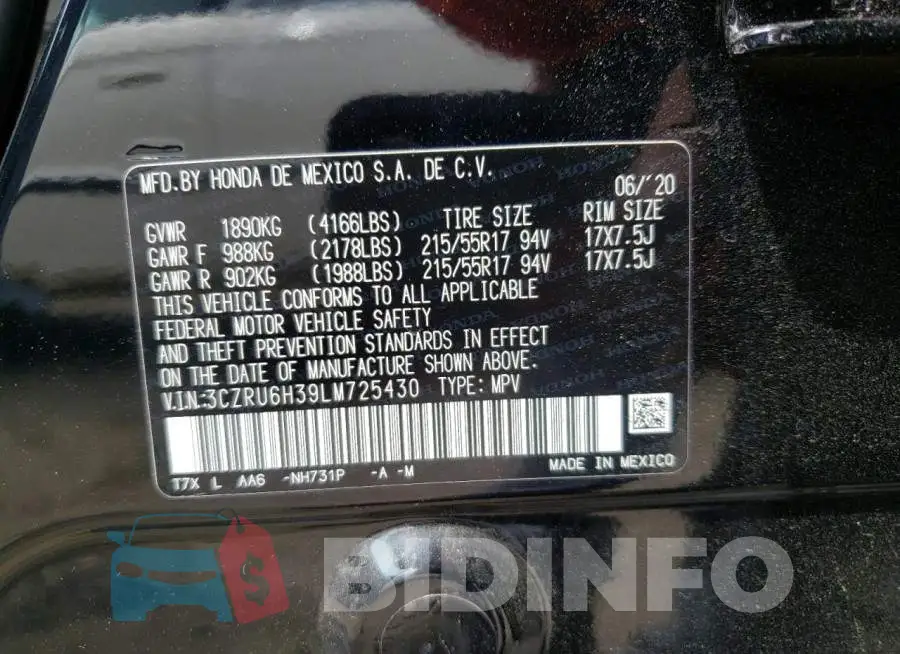3CZRU6H39LM725430 Photo# 13