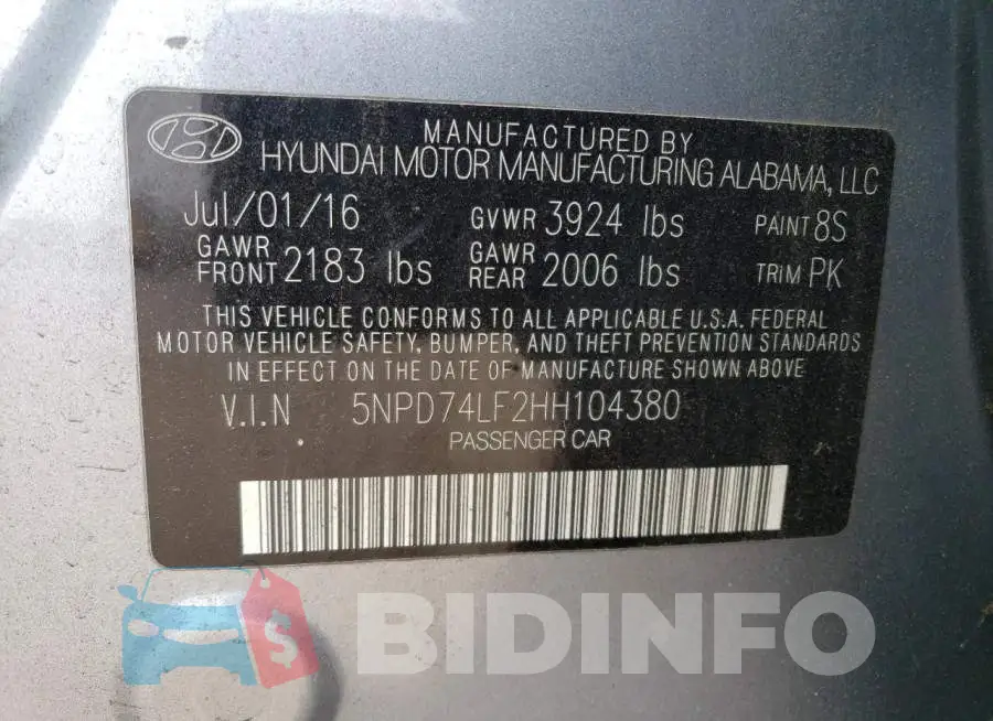 5NPD74LF2HH104380 Photo# 12