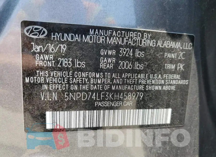 5NPD74LF3KH458979 Photo# 12