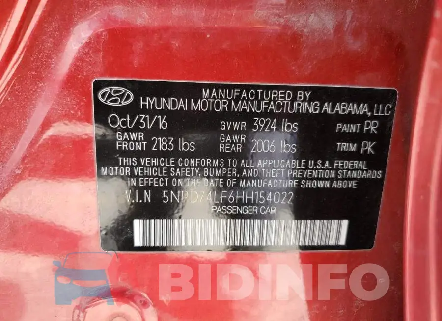 5NPD74LF6HH154022 Photo# 12