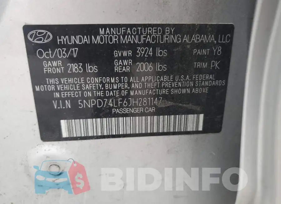 5NPD74LF6JH281147 Photo# 12