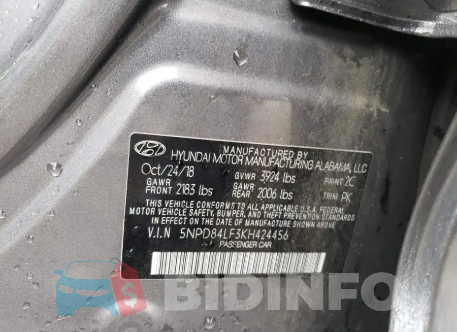 5NPD84LF3KH424456 Photo# 12
