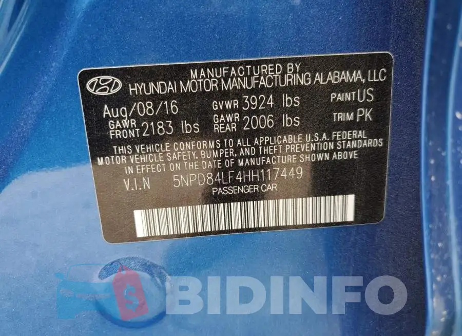 5NPD84LF4HH117449 Photo# 12