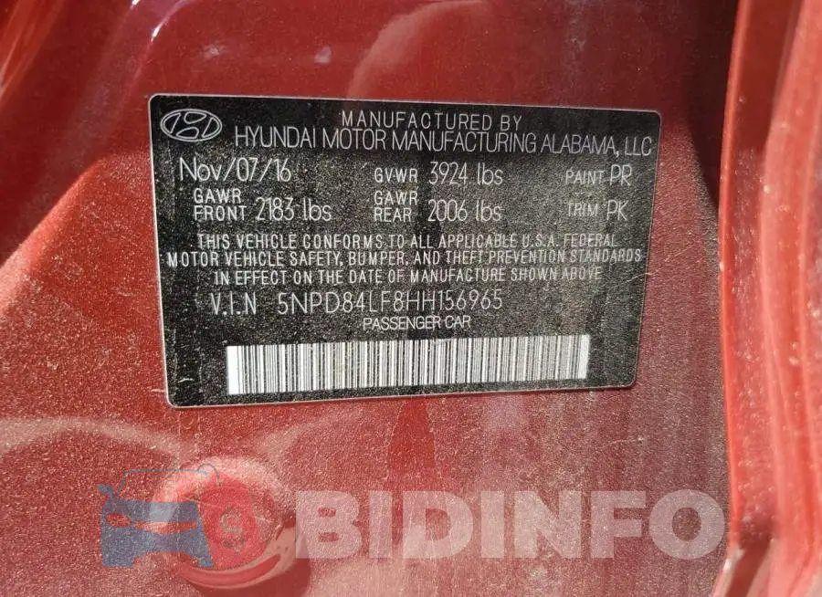 5NPD84LF8HH156965 Photo# 12