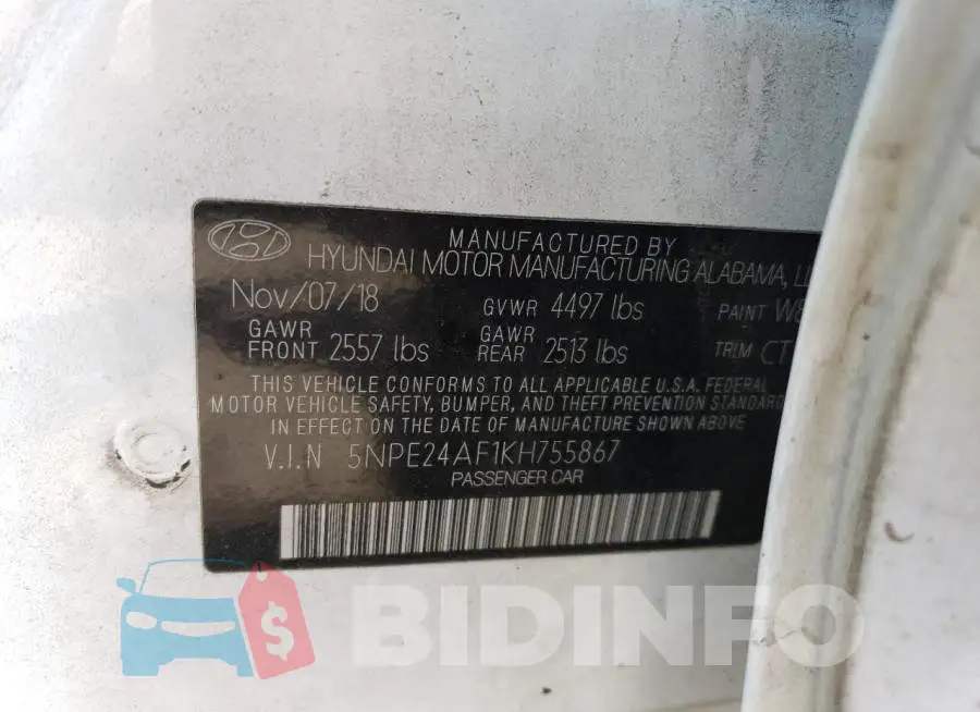 5NPE24AF1KH755867 Photo# 12