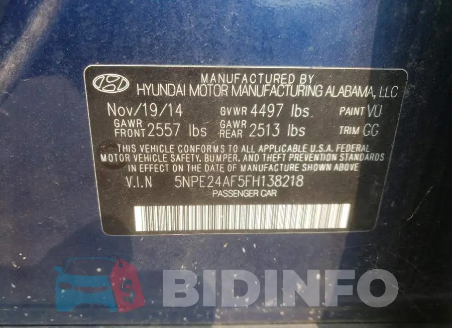 5NPE24AF5FH138218 Photo# 12