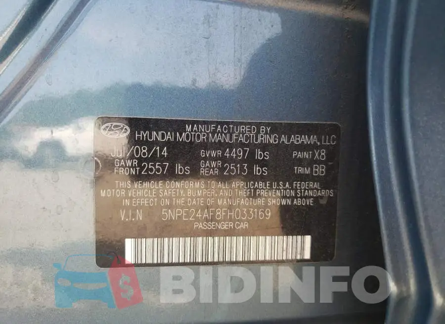 5NPE24AF8FH033169 Photo# 12