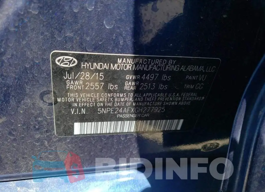 5NPE24AFXGH277925 Photo# 12