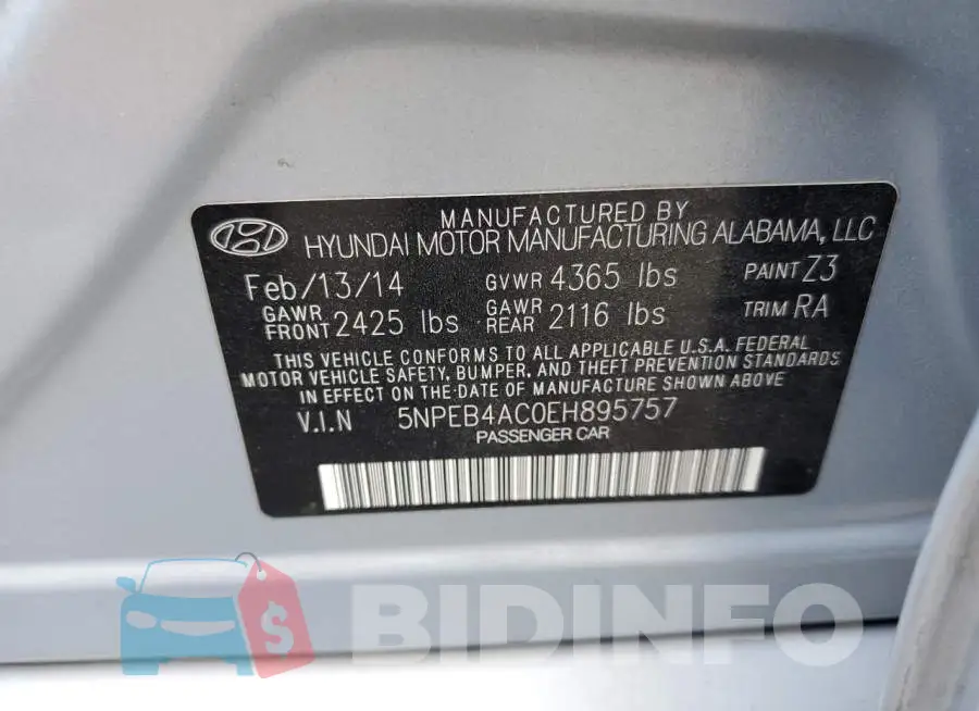 5NPEB4AC0EH895757 Photo# 12