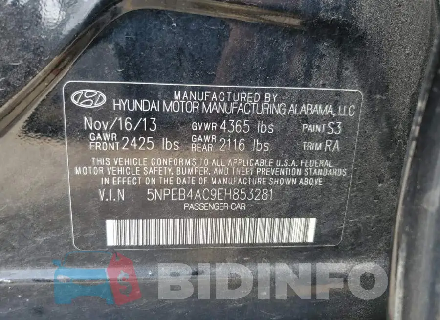 5NPEB4AC9EH853281 Photo# 12