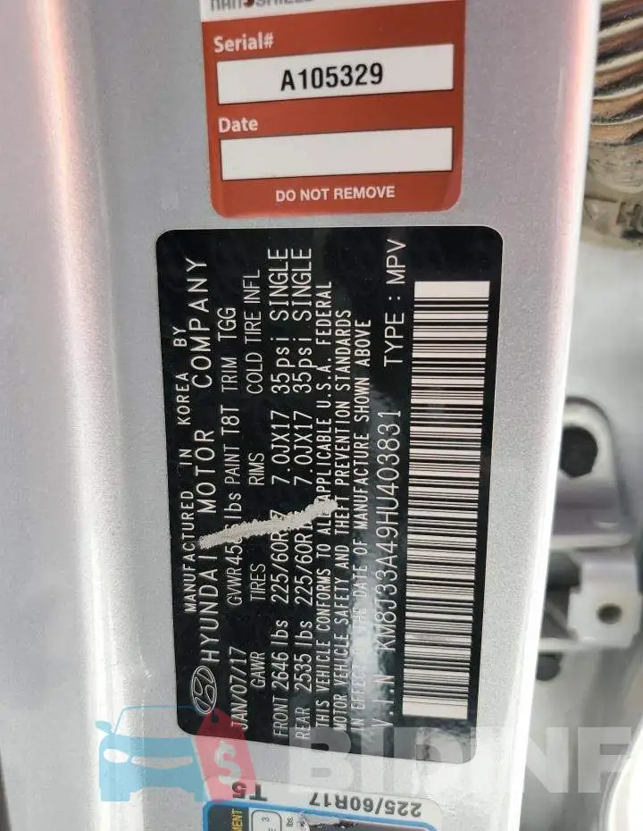 KM8J33A49HU403831 Photo# 13