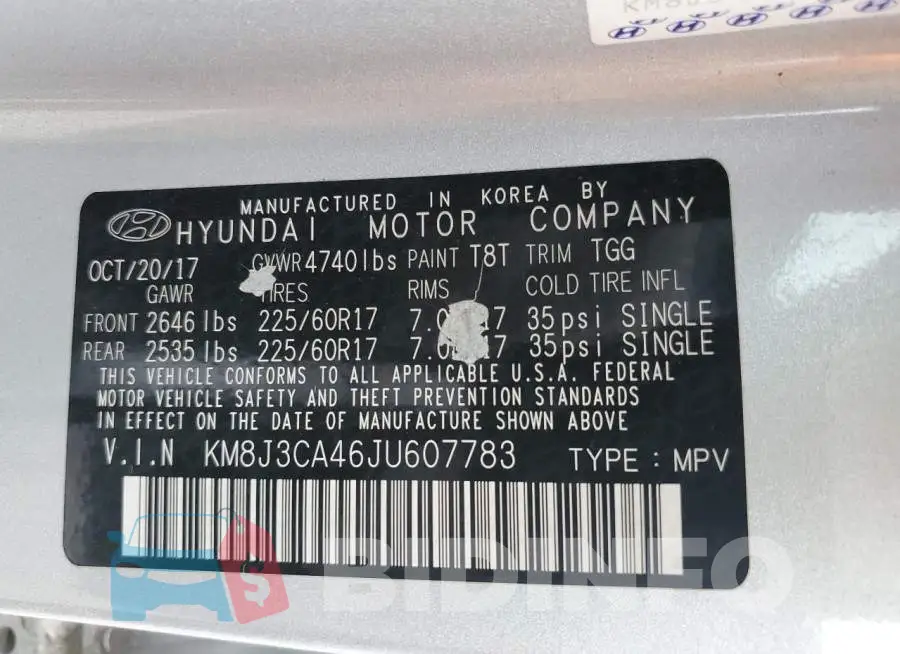 KM8J3CA46JU607783 Photo# 13