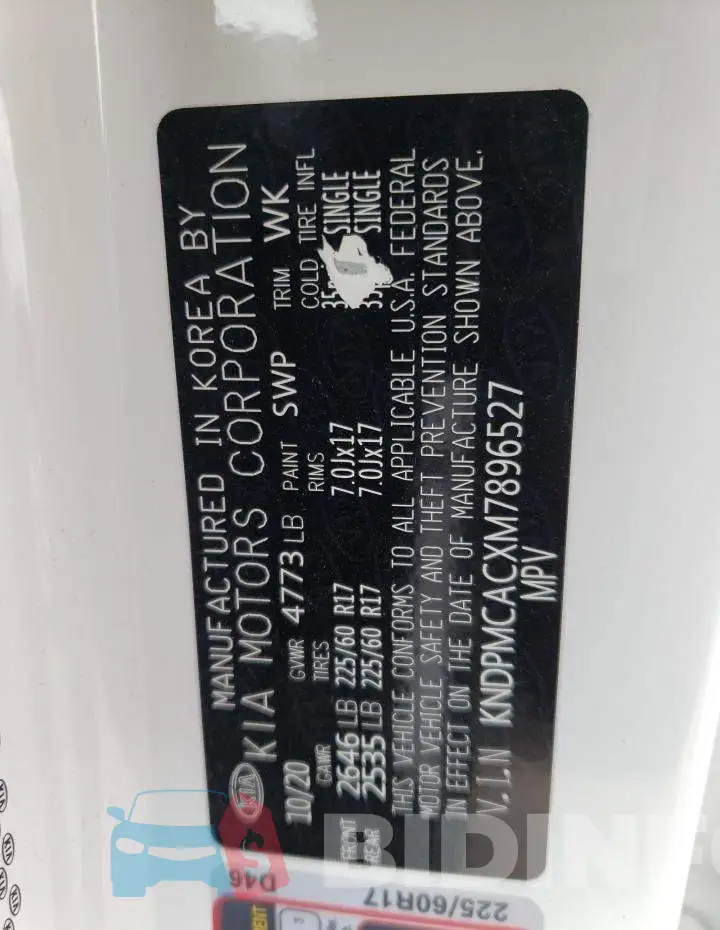 KNDPMCACXM7896527 Photo# 13