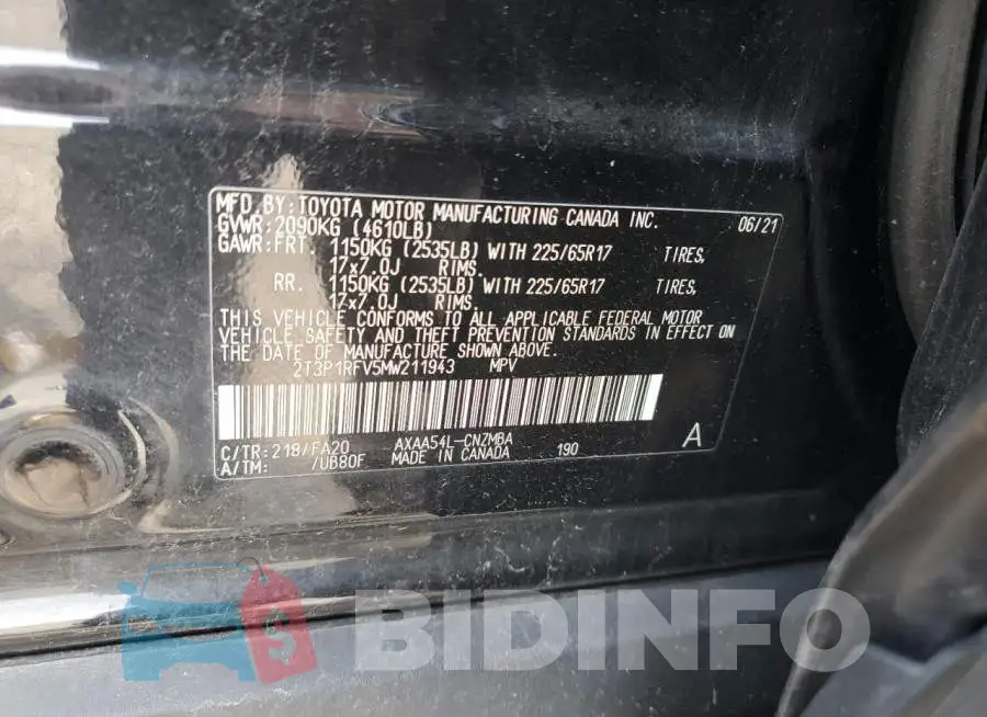 2T3P1RFV5MW211943 Photo# 13