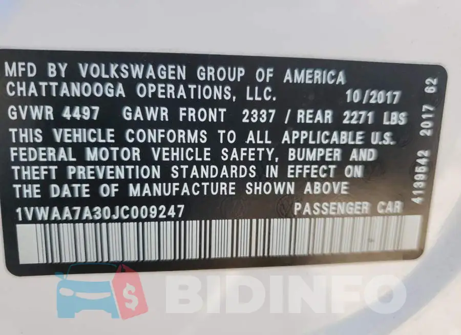 1VWAA7A30JC009247 Photo# 13