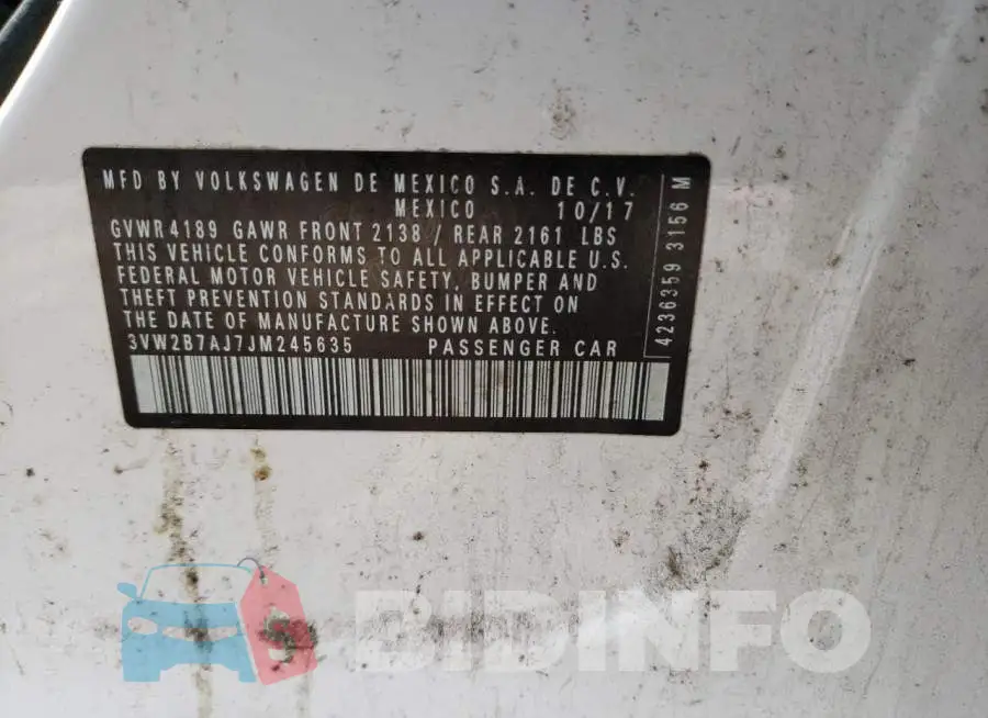 3VW2B7AJ7JM245635 Photo# 13