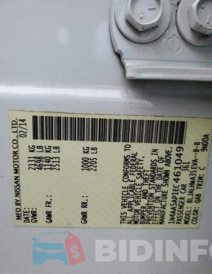 1N4AA5AP1EC461049 Photo# 13