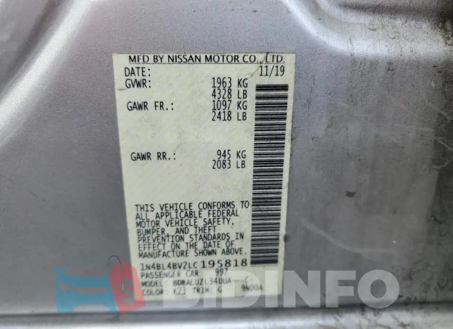 1N4BL4BV2LC195818 Photo# 12