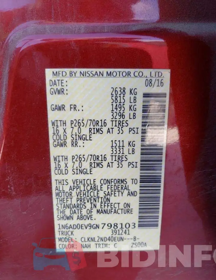1N6AD0EV9GN798103 Photo# 12