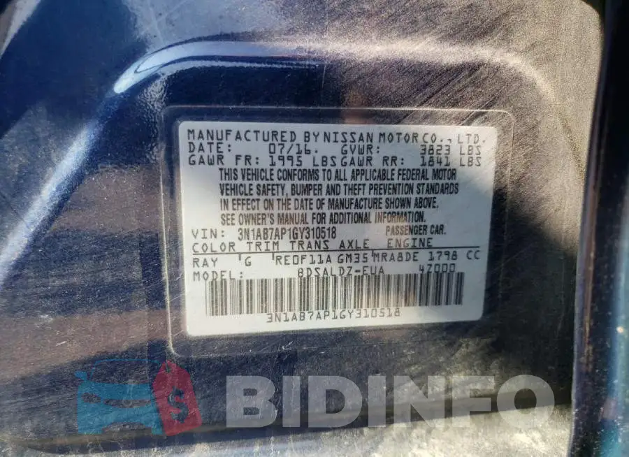 3N1AB7AP1GY310518 Photo# 12