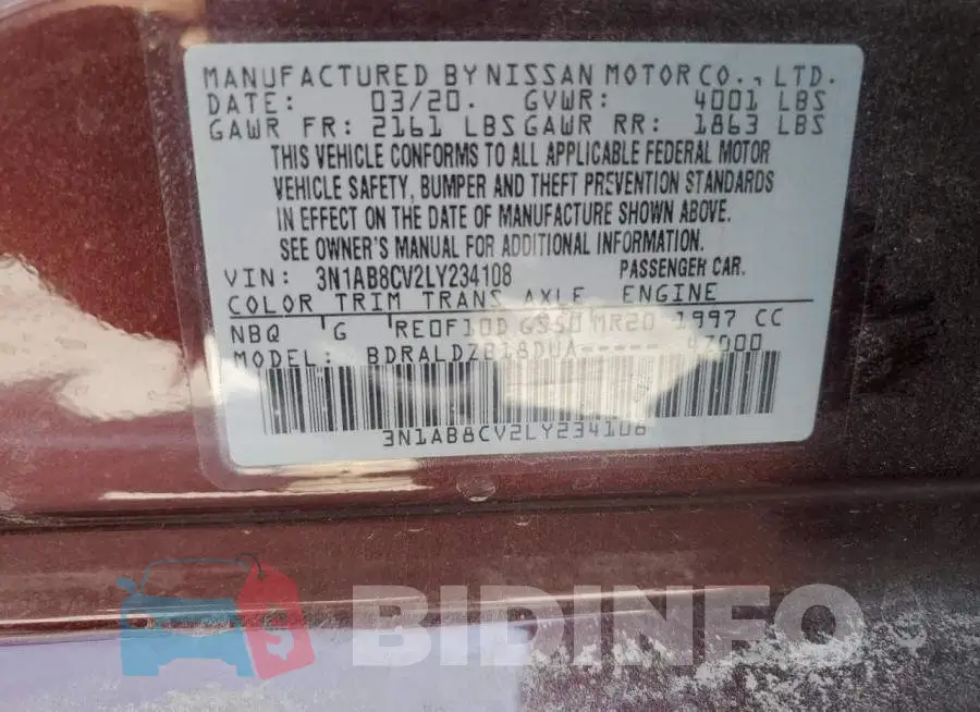 3N1AB8CV2LY234108 Photo# 12