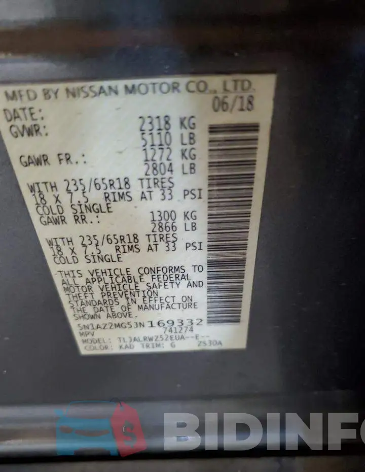 5N1AZ2MG5JN169332 Photo# 12