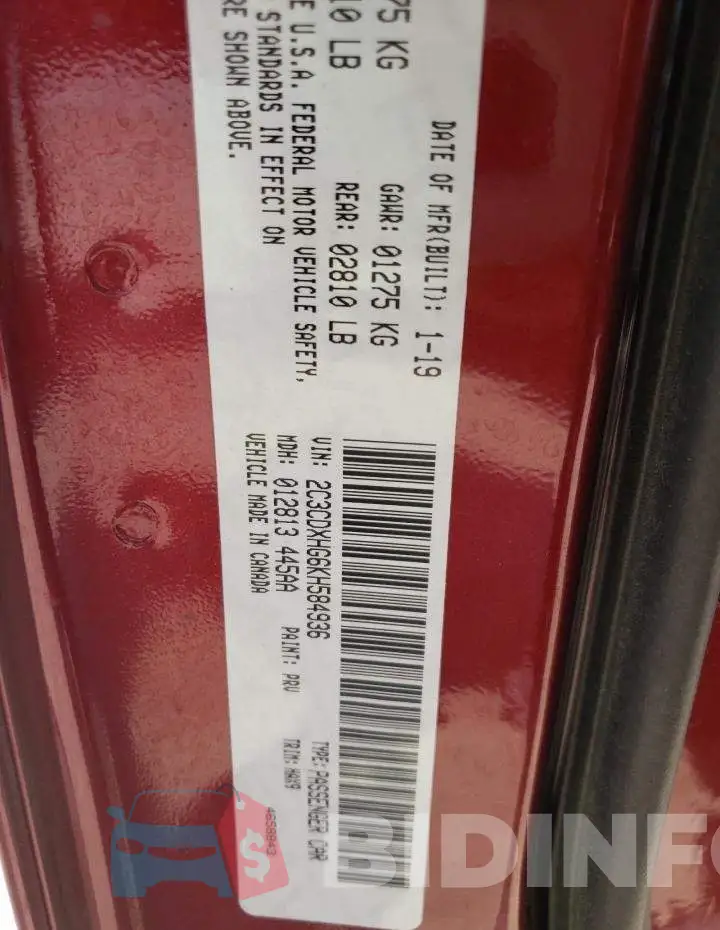 2C3CDXHG6KH584936 Photo# 13