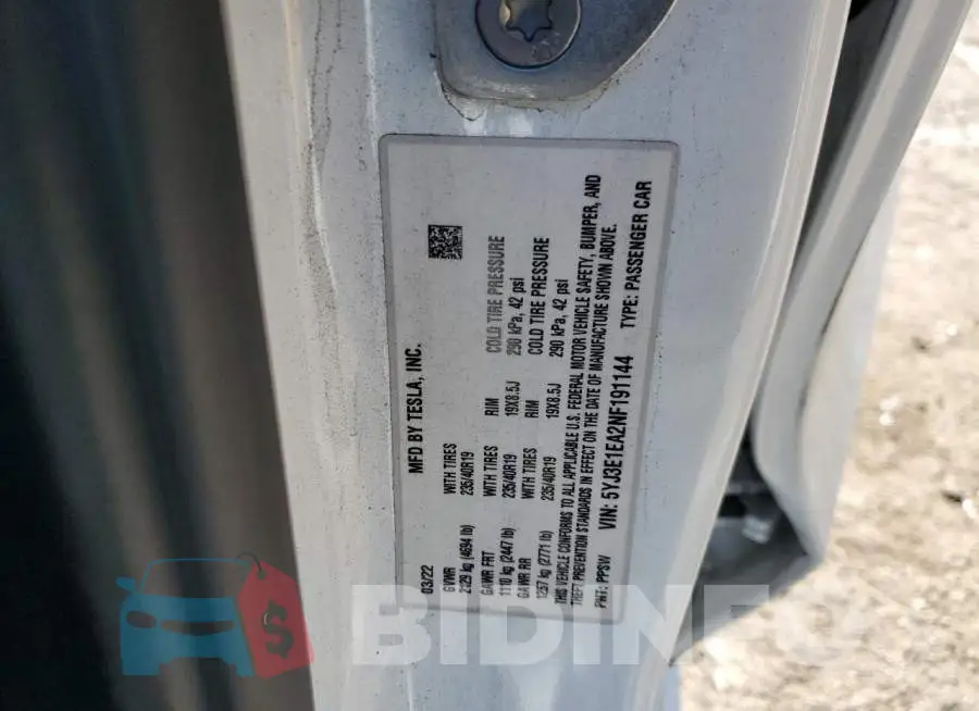 5YJ3E1EA2NF191144 Photo# 12