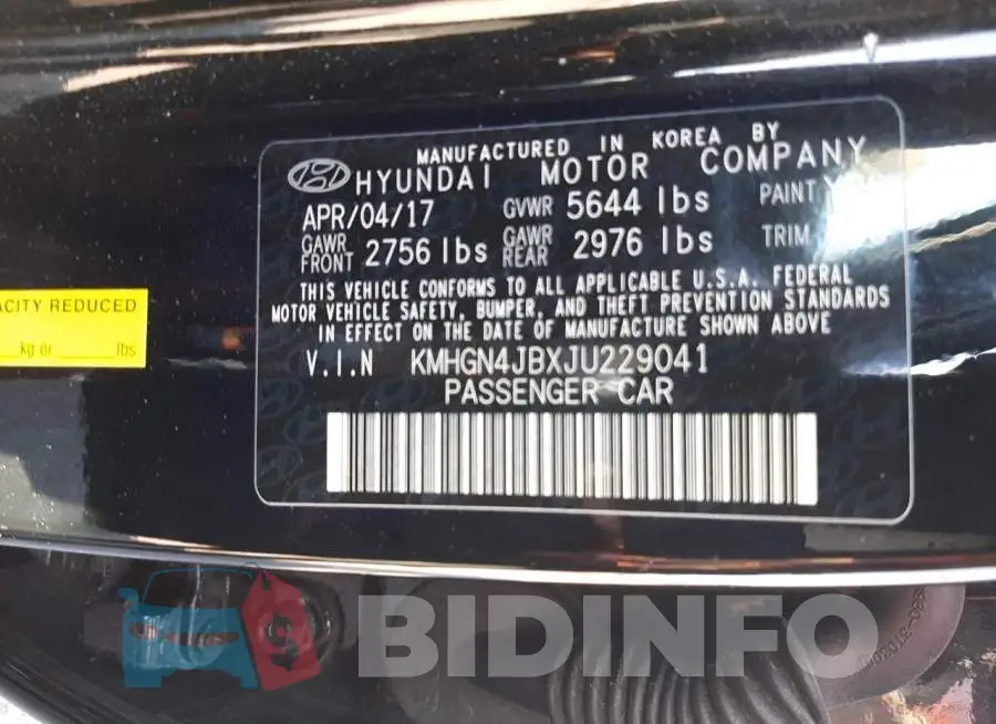 KMHGN4JBXJU229041 Photo# 13