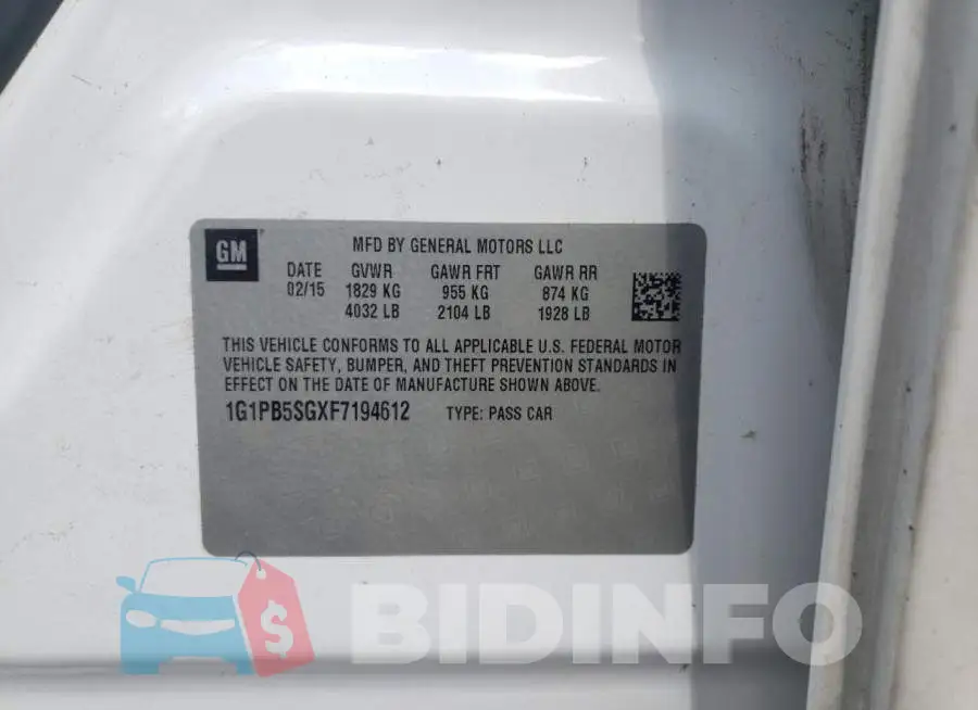 1G1PB5SGXF7194612 Photo# 12