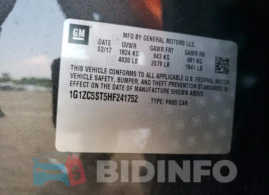 1G1ZC5ST5HF241752 Photo# 13