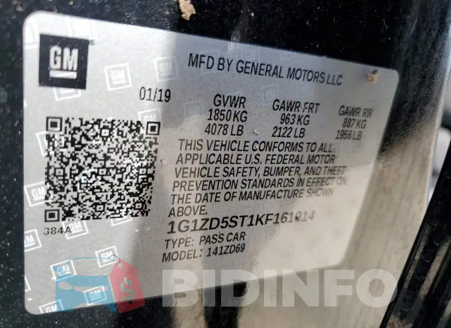 1G1ZD5ST1KF161014 Photo# 13