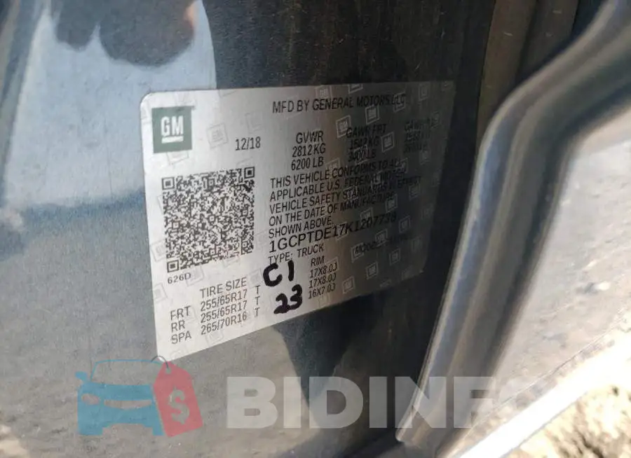 1GCPTDE17K1207738 Photo# 12