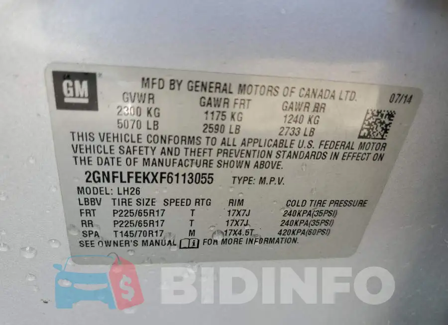 2GNFLFEKXF6113055 Photo# 13