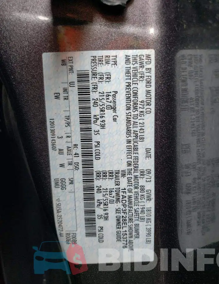 1FADP3F28EL153776 Photo# 12