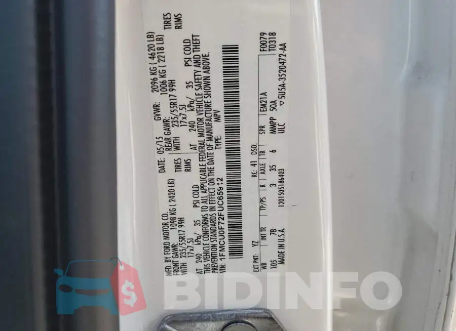 1FMCU0F72FUC65912 Photo# 12