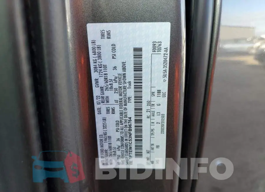 1FTEW1C53NFB96764 Photo# 12