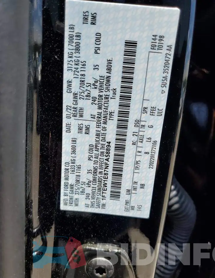 1FTEW1E87NFA58894 Photo# 13