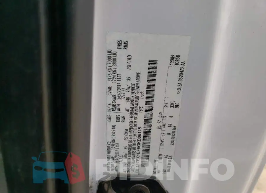 1FTEX1EF6GKD86118 Photo# 12