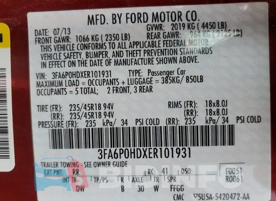 3FA6P0HDXER101931 Photo# 12