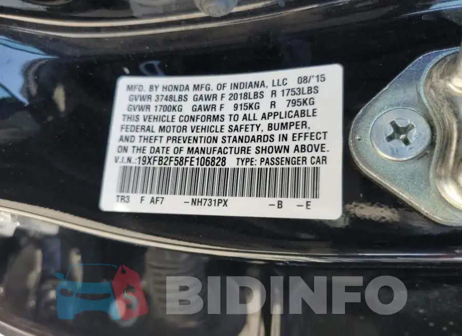 19XFB2F58FE106828 Photo# 13