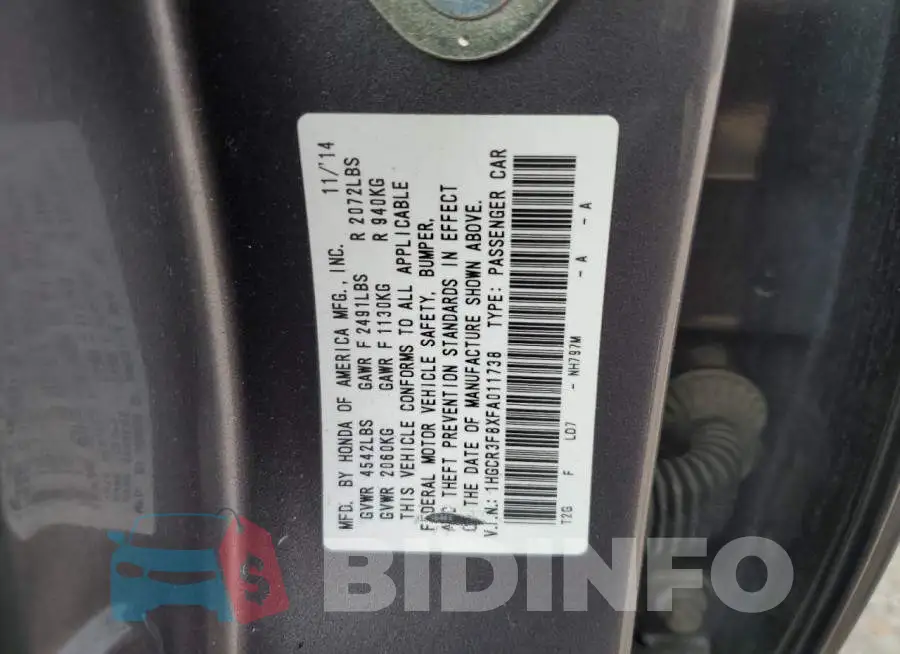 1HGCR3F8XFA011738 Photo# 12