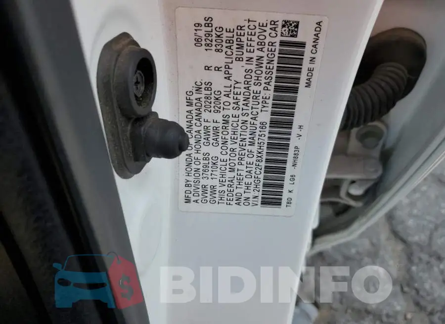 2HGFC2F8XKH575166 Photo# 12