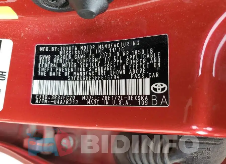 5YFBURHE3HP616794 Photo# 13
