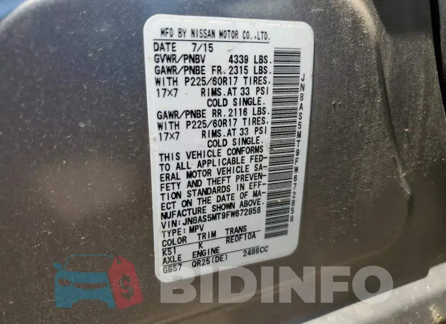 JN8AS5MT9FW672858 Photo# 13